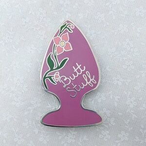 Butt Stuff - purple butt plug, erotic, kinky hard enamel pin